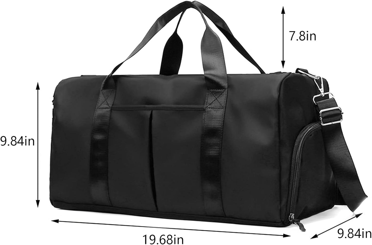 Waterproof Duffel Weekender Bag Black for Women and Men Swim Sports Travel Gym Bag,19.68Inch