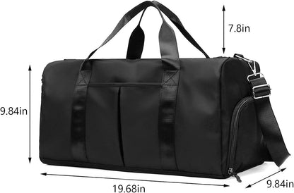 Waterproof Duffel Weekender Bag Black for Women and Men Swim Sports Travel Gym Bag,19.68Inch